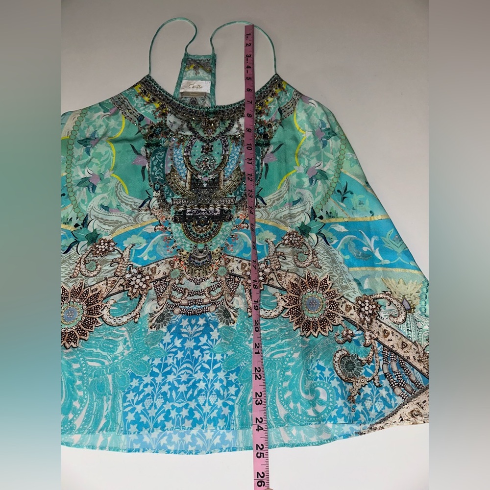 CAMILLA “Turn Back Time” silk embellished t back boho camisole tank top XS - Picture 7 of 13